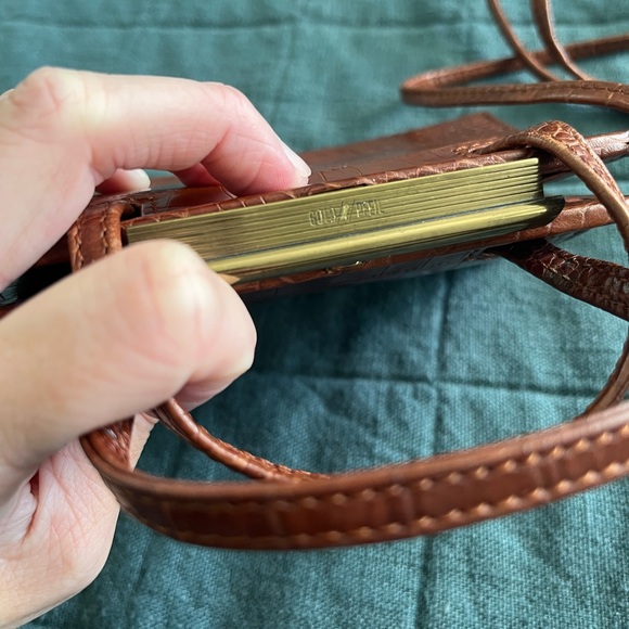 Mini Genuine Crocodile leather purse vintage cognac by Gold Pfeil - Picture 3 of 4